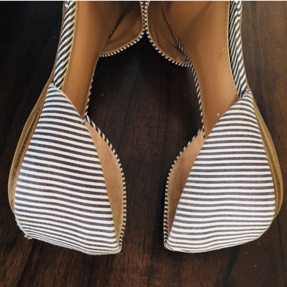 Blue/White Nautical Striped D’Orsay Flats - Picture 4 of 6